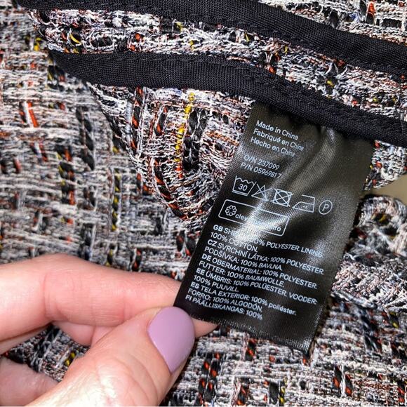 H&M Frayed Tweed Sequin Cropped Jacket Open-front Blazer Size 6 - Picture 8 of 12